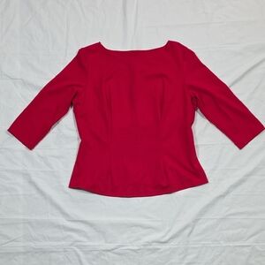 Square Neck Red Blouse with Three-Quarter Sleeves